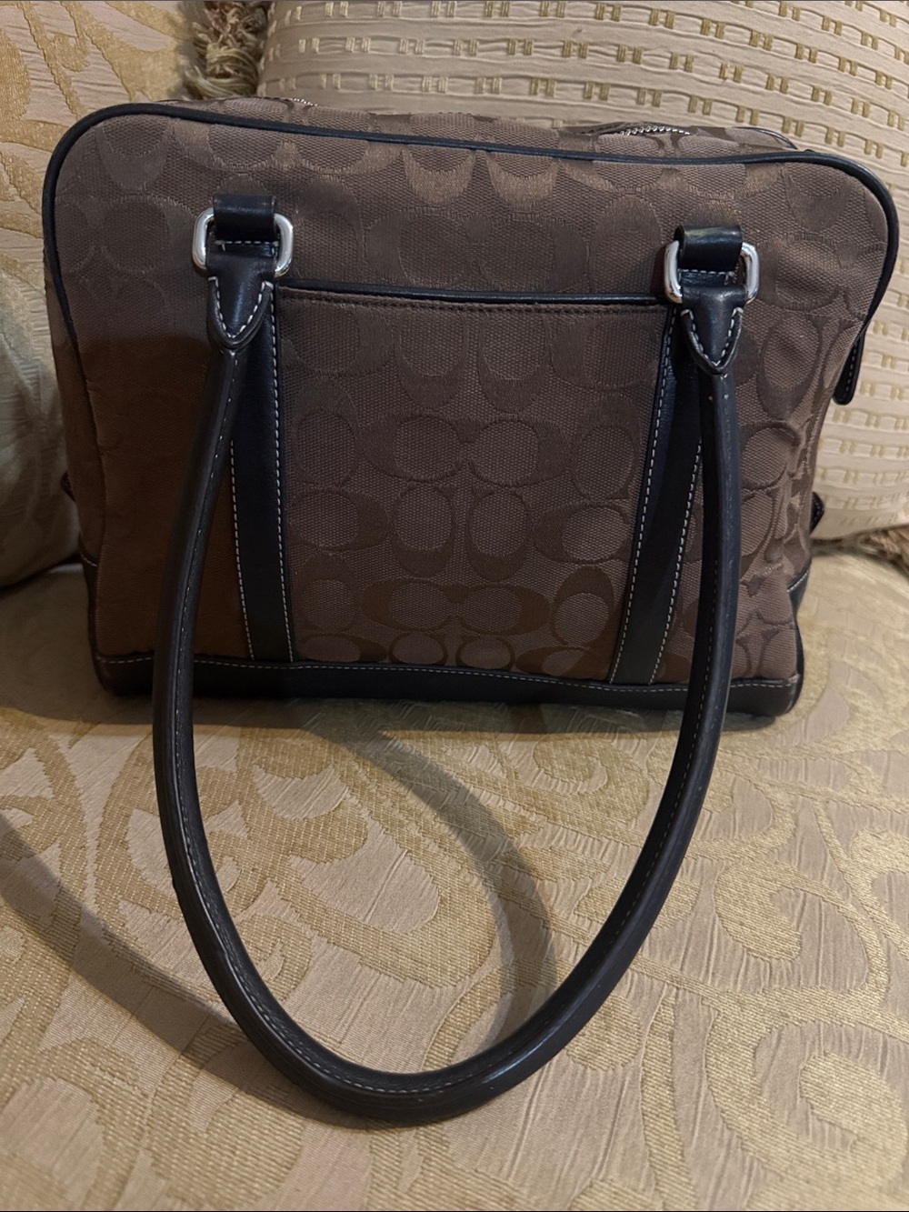 Coach Limited Edition Signature Brown Jacquard Leather Satchel preloved